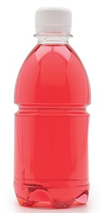 Vivid red colored soft drink